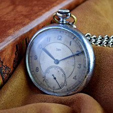 Rare Vintage Pocket Watch ZIM USSR Soviet Watch Original Dial 1947 Serviced