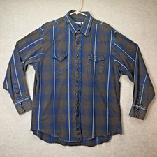 Vintage Wrangler Snap Front Flannel Shirt Mens Regular Fit 17-35 X-Long Tails
