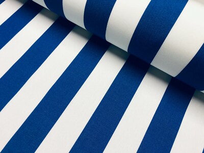 Royal Blue Striped DRALON Outdoor Teflon Upholstery Curtain Fabric 320cm Wide