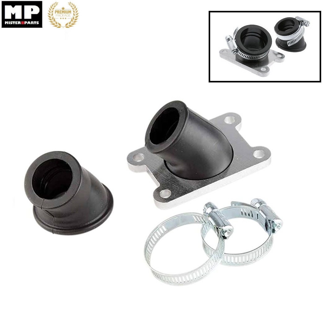 Pipe d admission moteur AM6 kit bride manchon caoutchouc coudé pour mecaboite 50