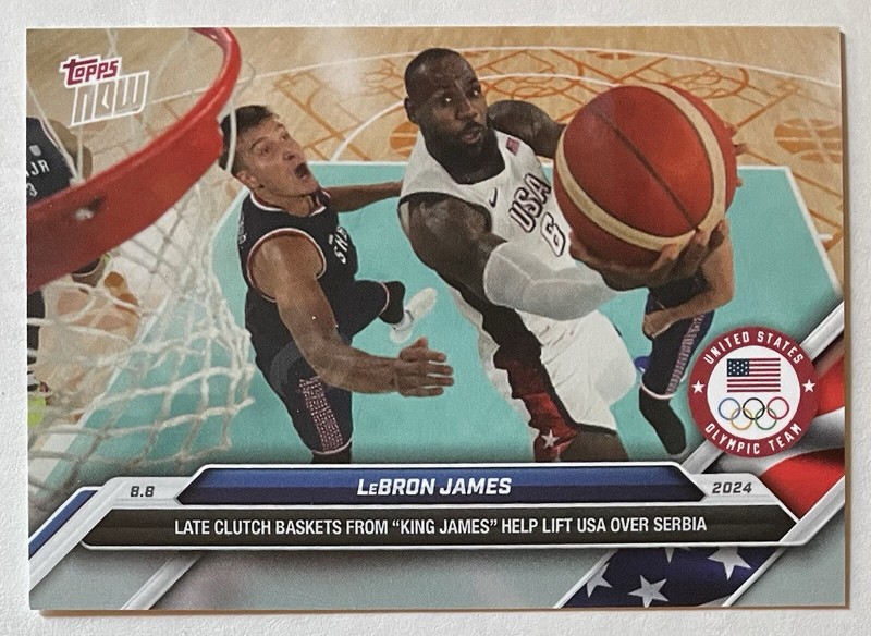 2024 Topps Now Olympics #24 LeBron James USA Basketball Win Over Serbia
