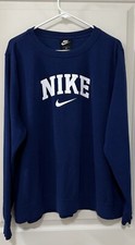 Women s 2019 Nike Big Logo Crew Neck Sweatshirt Spellout Nike Pullover Blue 2X