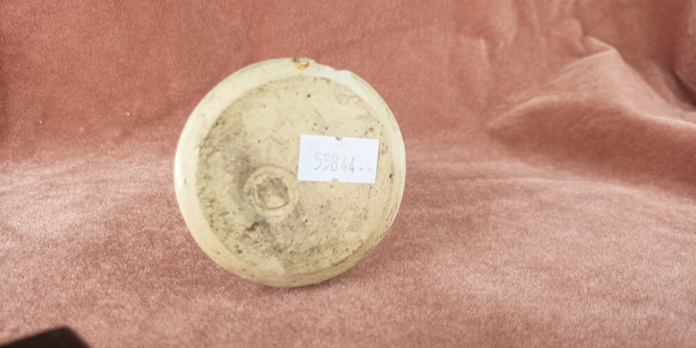 55844 Old Vintage Antique Pottery Inkwell Ink Bottle Blackwood Pourer