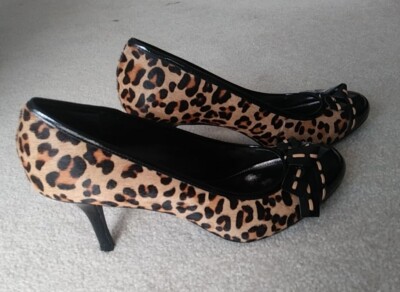 Alfani Women's Sz Hamilleo Leopard Print Real Fur Pumps Stiletto Shoes 