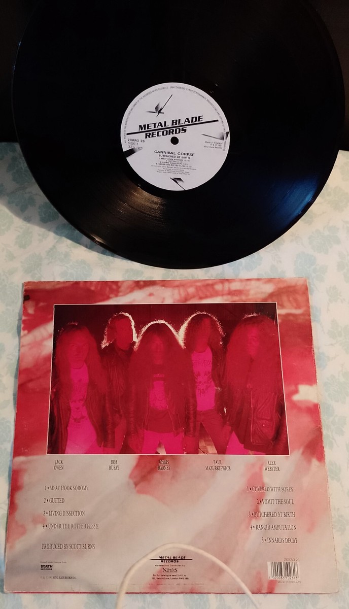 CANNIBAL CORPSE - BUTCHERED AT BIRTH, LP VINYL 1ST PRESSING