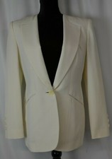 Susanna Beverly Hills Women's Single Button Blazer Size 4 White Vintage Career