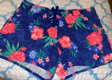Girls Justice Size 14 Blue With Pink Flower Athletic Shorts Drawstring