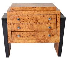 Art Deco Chest of Drawers Antique Bedside Chest Burl Wood Nightstand Night Console Cupboard