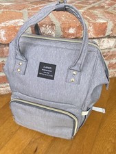 LAND Mommy and Baby Bag Grey Backpack / Diaper Bag Excellent