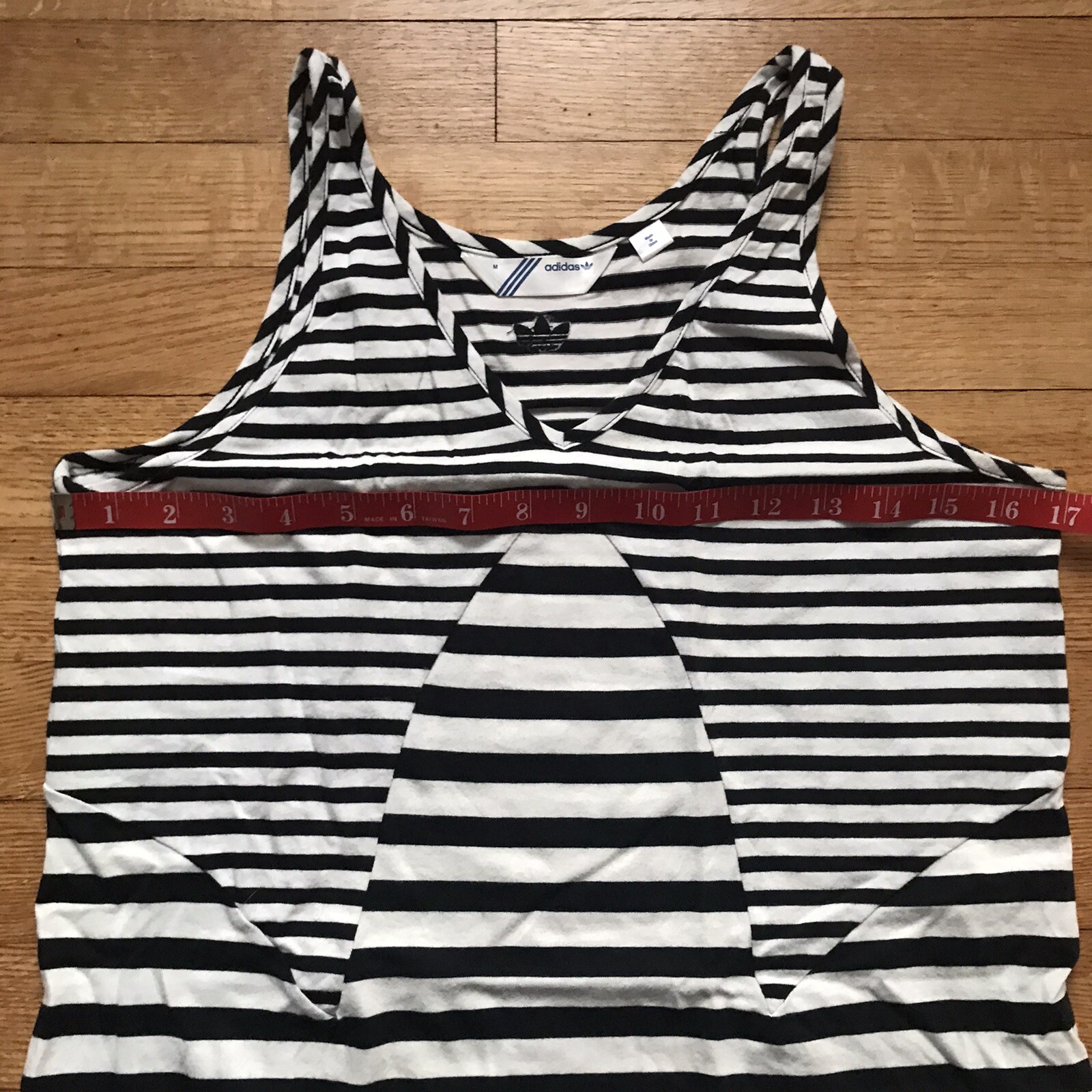 Adidas Full Bleed Wrap Stripes Tank Top Black & White M Cotton Health Goth thumbnail 6