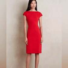 Maeve Anthropologie Red Evangeline Sheath Dress Size 6 Old Money