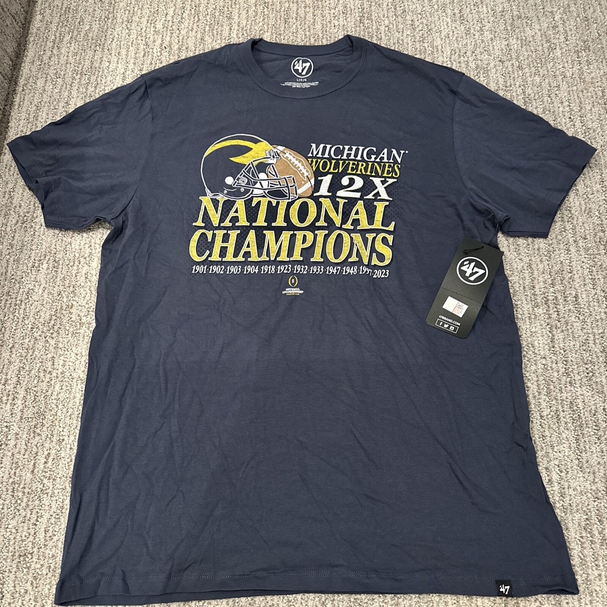 NWT 2023 National Champions Michigan Wolverines Mens T-Shirt 47