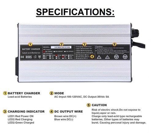 36V EZ-GO Golf Cart Battery Charger For Ez Go Club Car DS TXT Crows Foot Plug - Bild 5 von 7