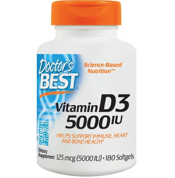 Doctor's Best Vitamin D3, 5000 IU - 180 softgels