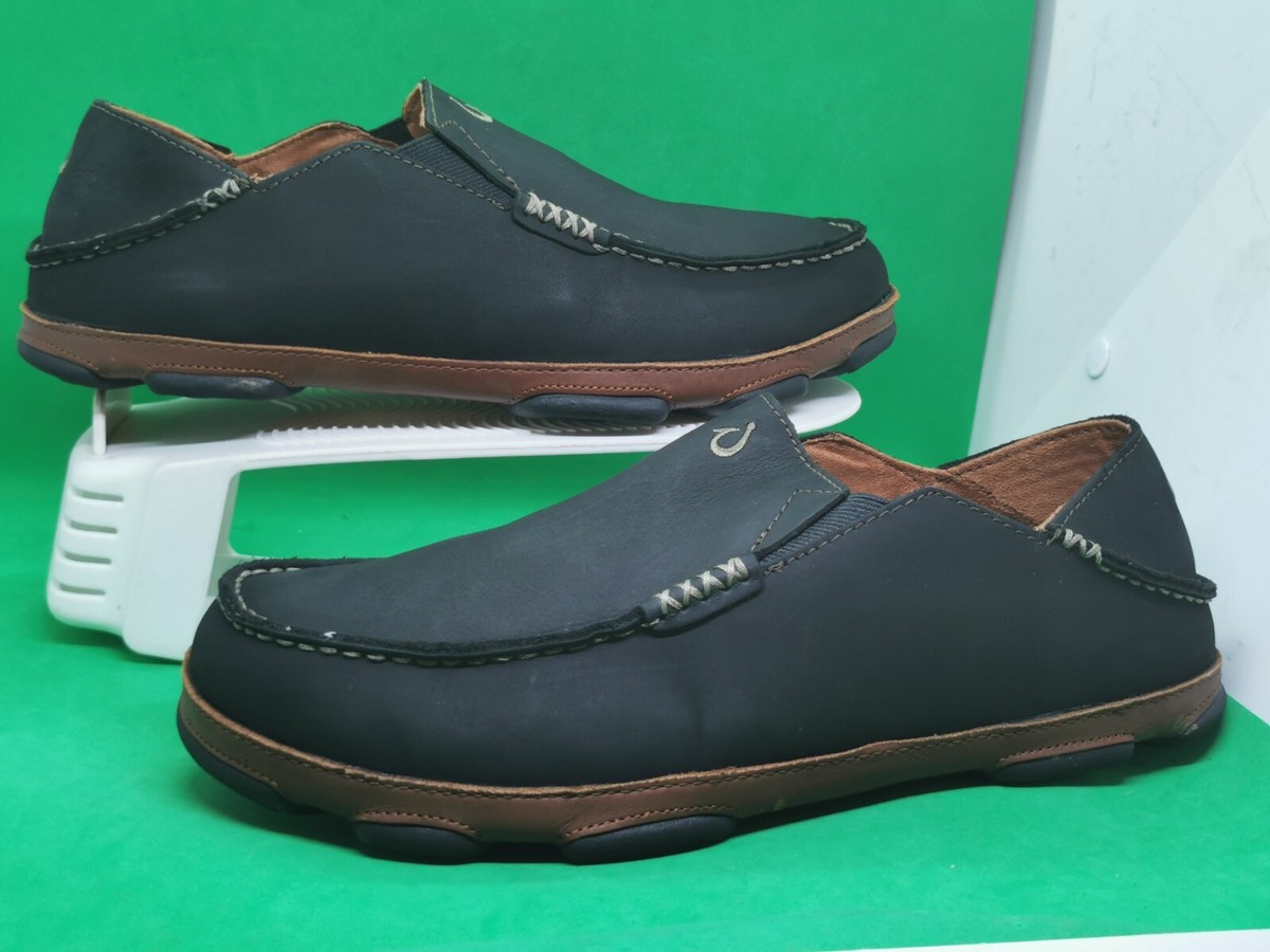 OluKai Moloa Leather Slip On Loafers Dark Wood Brown Shoes Men\'s Size 9 Moloā Men main image 2
