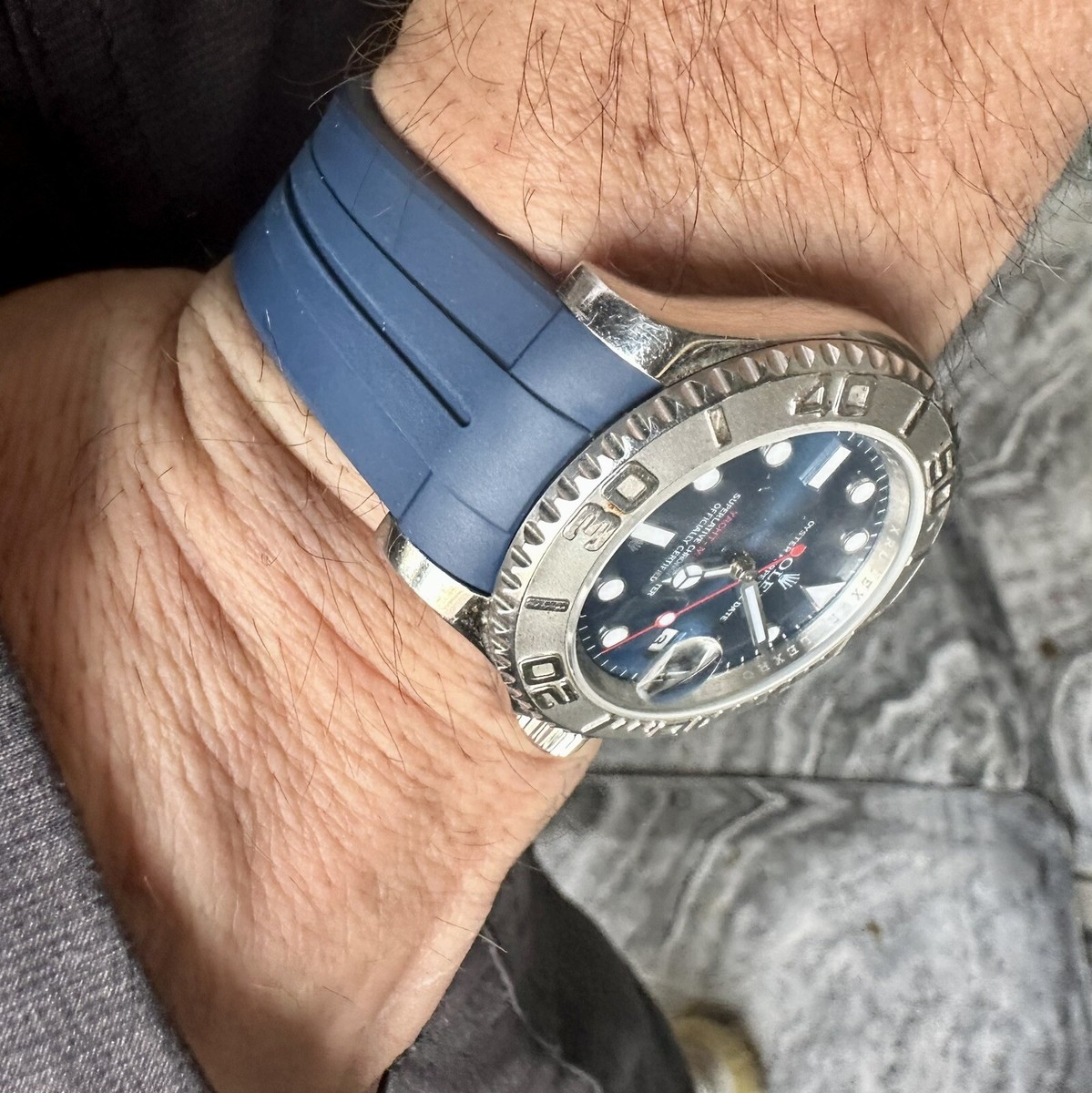 Rubber Strap Cinturino Rolex Gomma Originale 20mm BLUE Vulcanized