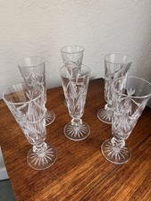 Set of 6 Heritage Irish Crystal Champagne Flutes - Signed Hand Cut Glass.