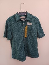 NWT Nick Graham Men's Stretch Short Sleeve Button Up Aqua Shirt Medium