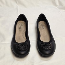 Clarks Collection Soft Cushion Blanche Black Leather Ballet Flats Slip-on Size 8
