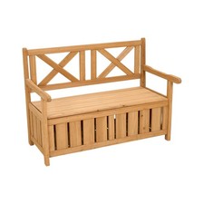 Image of Wooden Outdoor Storage Bench Box Garden Patio Cushion Chest Tools Container 125L