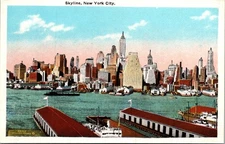 New York City Skyline Hudson River Skyscrapers Lower Manhattan Postcard    29581