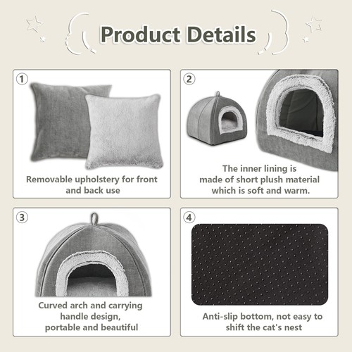 Cat Beds Cave-Cat Beds for Indoor Cats,Kittens and Small Pets,Soft and Warm C... - Imagen 4 de 6
