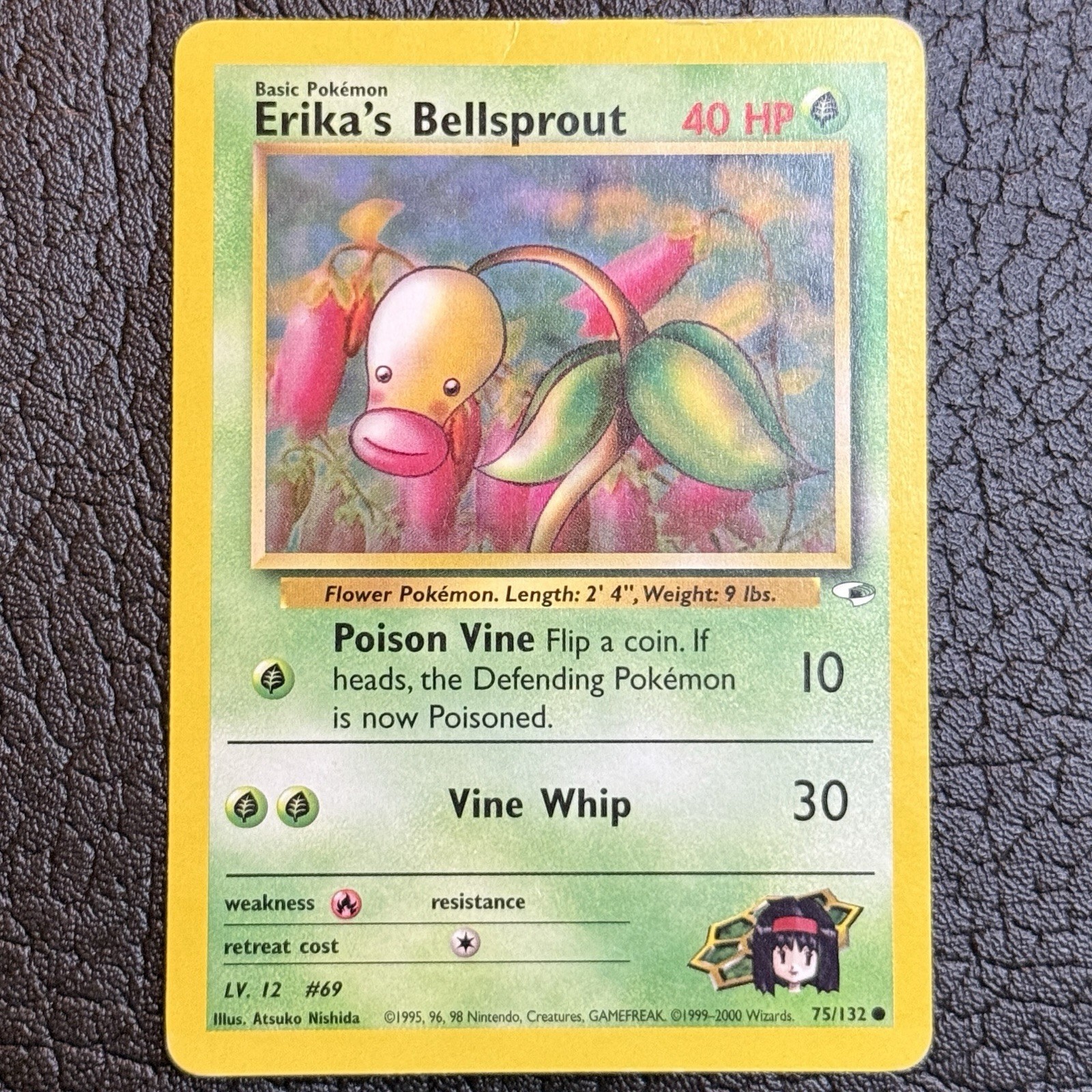 Erika's Bellsprout 75/132 Common Gym Heroes Vintage Pokemon Unlimited LP
