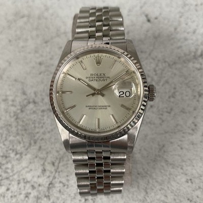 1991 Rolex Datejust Oyster Perpetual 16234 Fluted Bezel Quickset Watch-Serviced