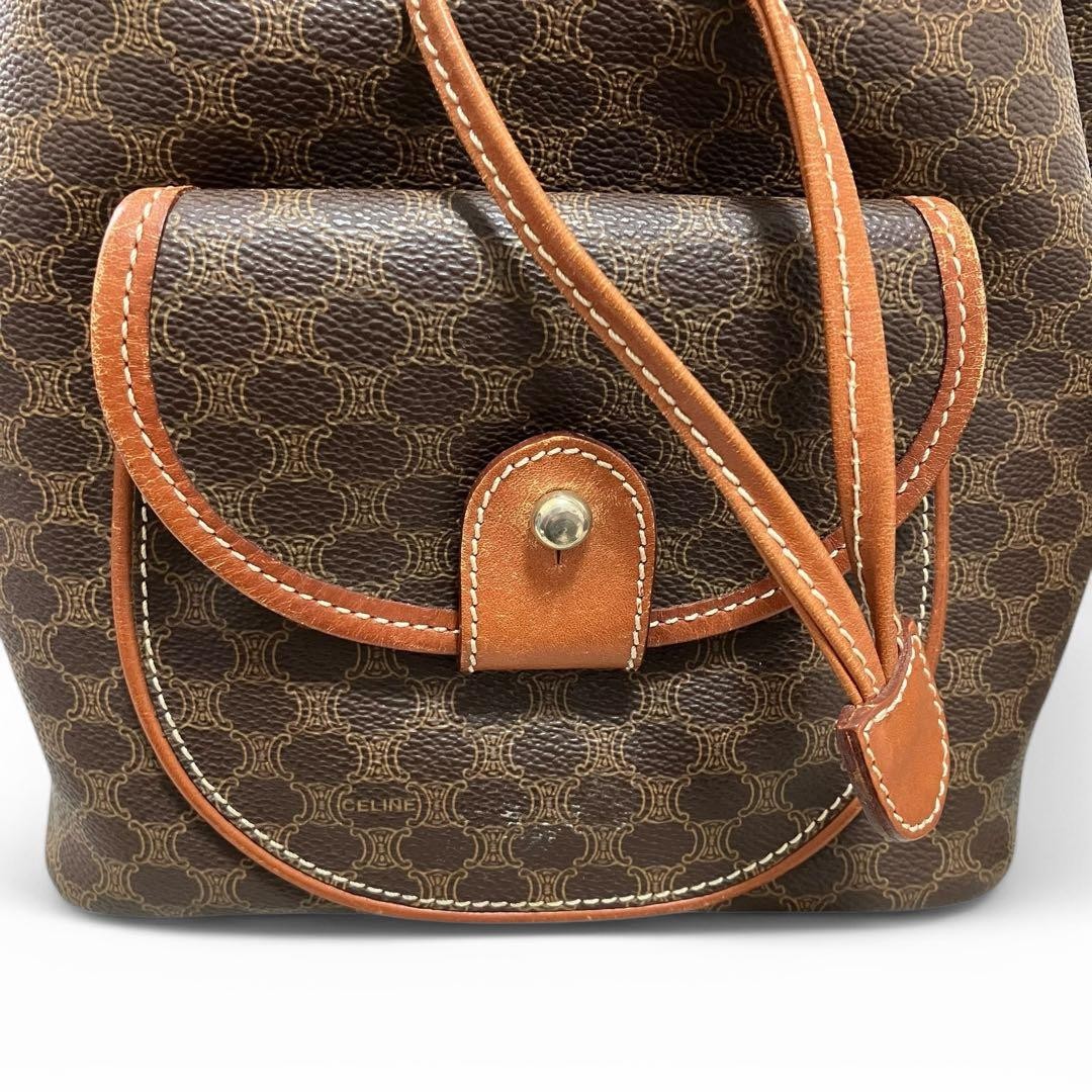 CELINE Mini Backpack Macadam Pattern Brown PVC Le… - image 9