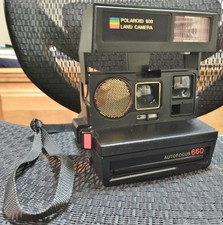 Vintage Polaroid 600 Land Camera Autofocus 660 Instant w/brown case - Untested