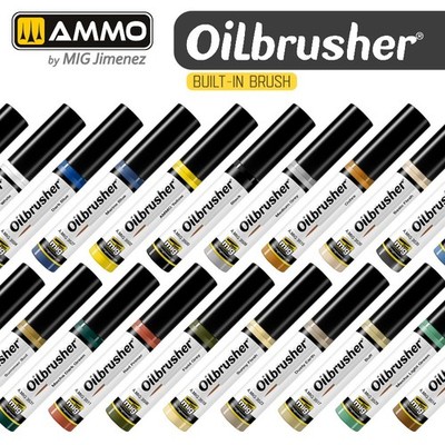 AMMO by Mig: Oilbrusher - Oil Paint & Precision Brush - Singles 40 Colors