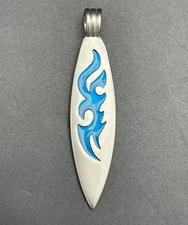 BICO Pacific Jewelry Pewter Pendant FLAMIN' Surfboard Tribal Surf Wear B105