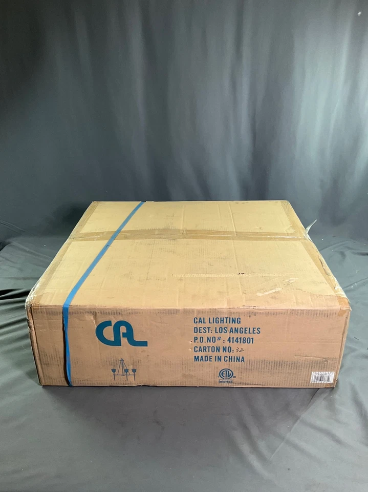 Lámpara de araña industrial Cal Lighting Melilla de 5 luces, metal y vidrio, clasificación ETL, en Foto 2 de 4