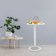 Round Side Table with O-shaped Base, Side Table for Small Spaces Couch End Table