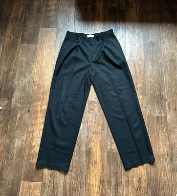 Topman Black Wide Leg Twill Dress Pants Men's Size 34 Tailored Trousers
