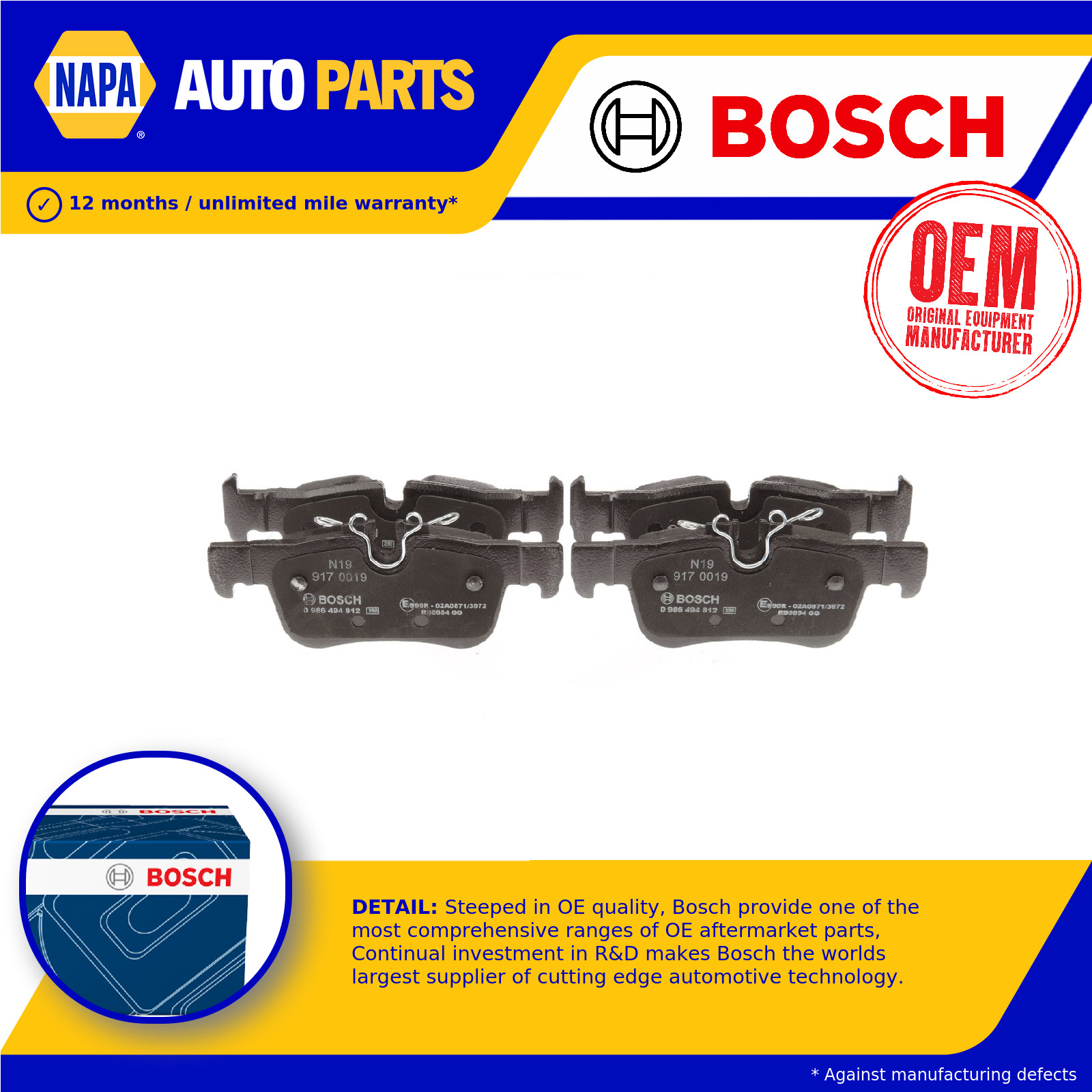 Brake Pads Set fits BMW 118D F40 2.0D Rear 2019 on B47C20B Bosch 34201543683 New