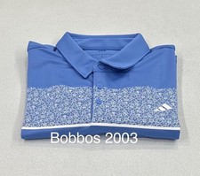 Adidas Men's Stretch Short Sleeve Chest Print Polo Shirt, Blue Fusion, Size L