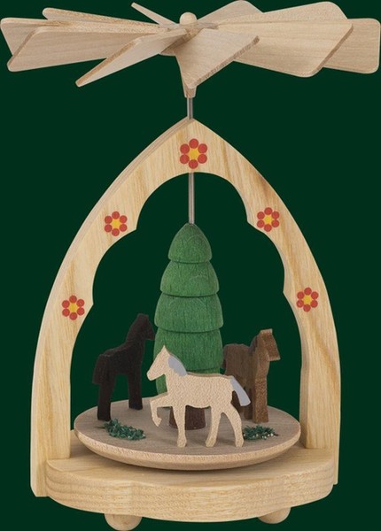WäRmespiel Mit Pferde Tischpyramide Pyramide Handarbeit Erzgebirge NEU 01714-image