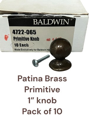 BALDWIN Primitive Cabinet Knob ( Pack of 10 ) 4722-065 NOS Patina Brass Finish