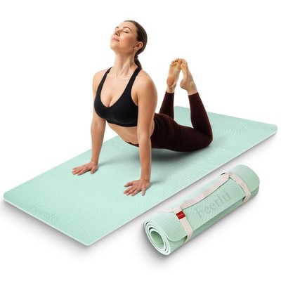 Feetlu Extra Thick 12Mm Exercise Mat Fitness Mat For Yoga Feetlu Classic Strap