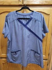 Ladies Blue Scrub Top w/Contrasting Trim By ScrubStar Sz XL Clean Condtn