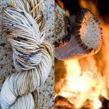 Hand dyed yarn, Superwash Merino, hand dyed speckled yarn, Roasted Marshmallows