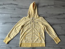 Tommy Hilfiger Women's Medium Yellow Striped Full Zip Hoodie Sweatshirt Nautical