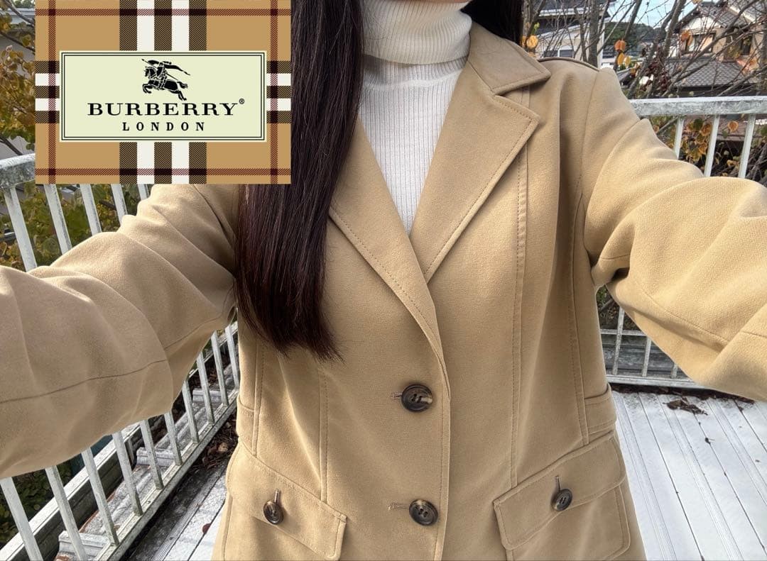 Burberry London Coat Outerwear Logo Embroidered Beige Size 44 For Women thumbnail 12