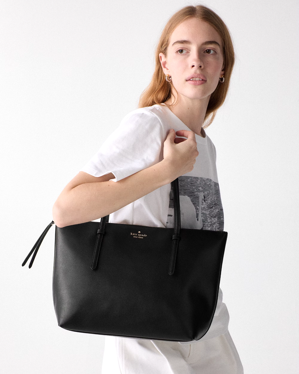 New Kate Spade All Day Large Tote Delicate Pebble Leather Black | eBay