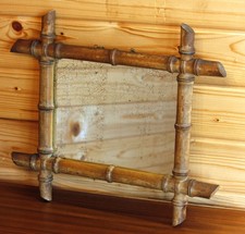 Vintage 43cm French Bamboo Mirror - Mid Century French Country Wooden Antique