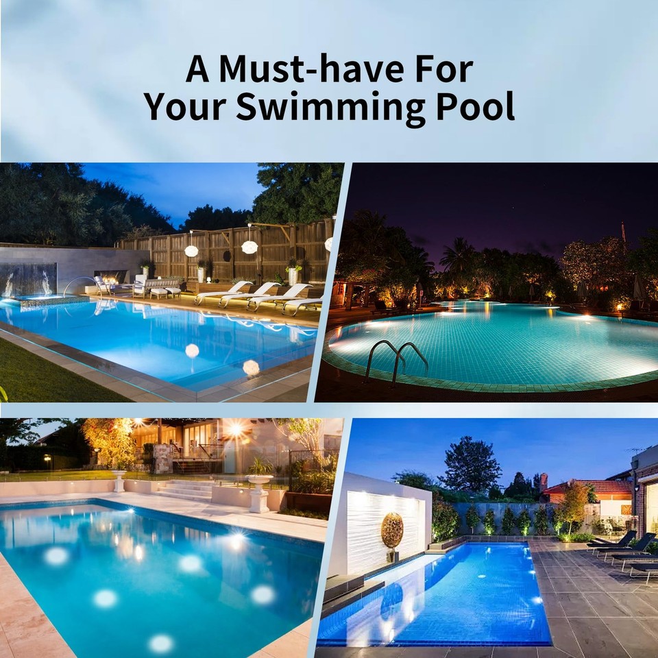 6 Inch LED Spa Lights for Inground Pool 100FT AC120V 6 Inch White Pool ...