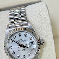 Rolex Lady-Datejust 26mm President Factory Diamond Dial 18K White Gold Box Paper 8