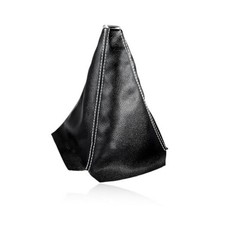 Car Shift Knob Dust Cover, Leather Manual/Auto Gear Gaiter Black  White