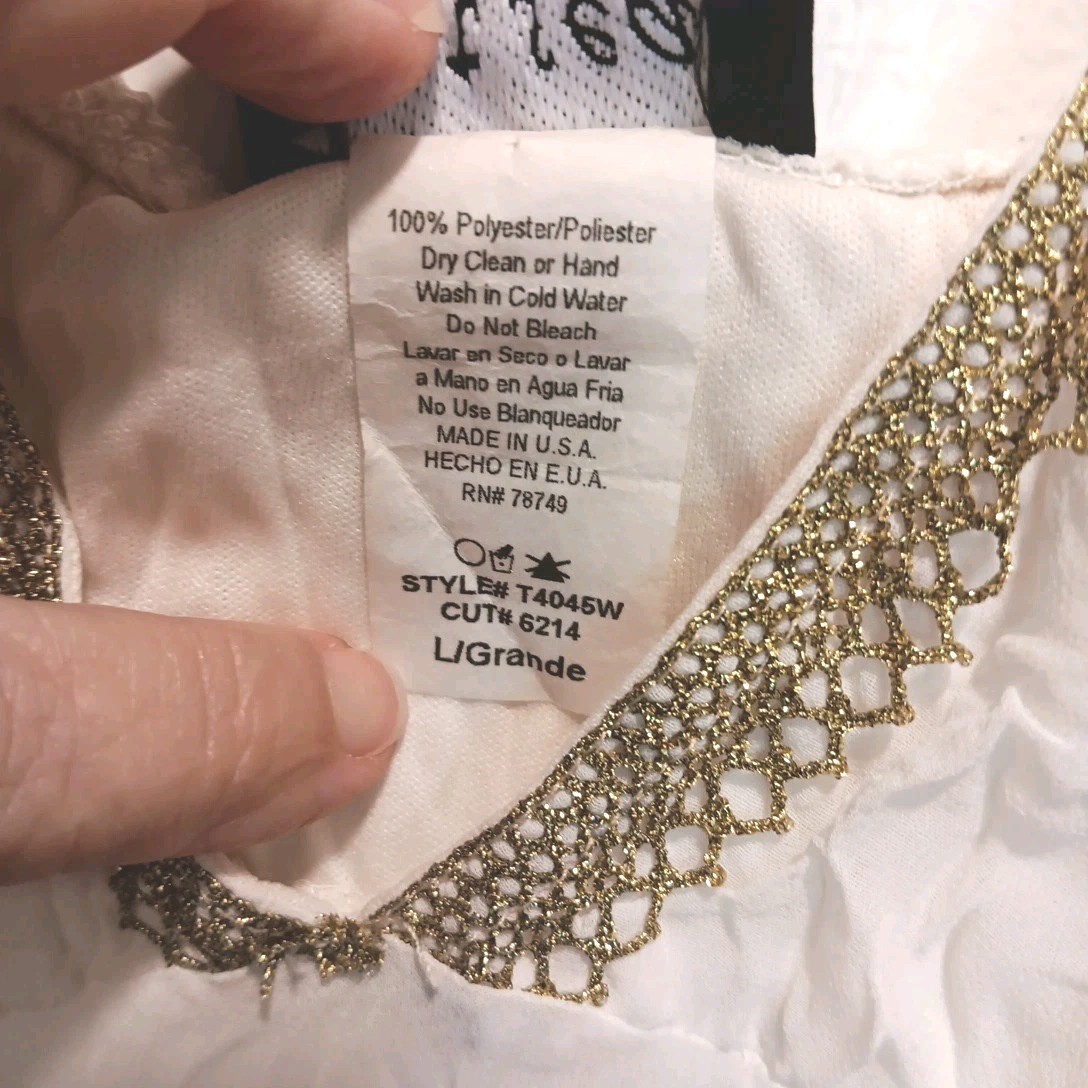 Vtg Y2K Wet Seal L Camisole Top Ivory Pleats Gold Trim Fairy Whimsical Asymetric